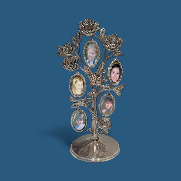 Vintage Silver Photo Tree with Roses - Picture 3 of 17